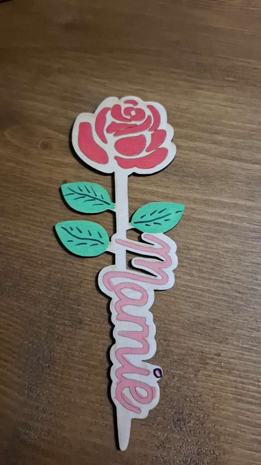 Marque-page en bois personnalisé rose - L'atelier Enialys
