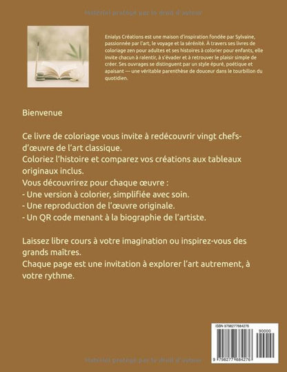 Murmures d’Art – Livre de coloriage adulte inspiré des grands peintres | ENIALYS Créations