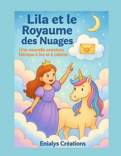 Lila et le Royaume des Nuages – Livre enfant à lire et à colorier | ENIALYS Créations