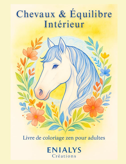 Chevaux & Équilibre Intérieur – Livre de coloriage zen adulte | ENIALYS Créations