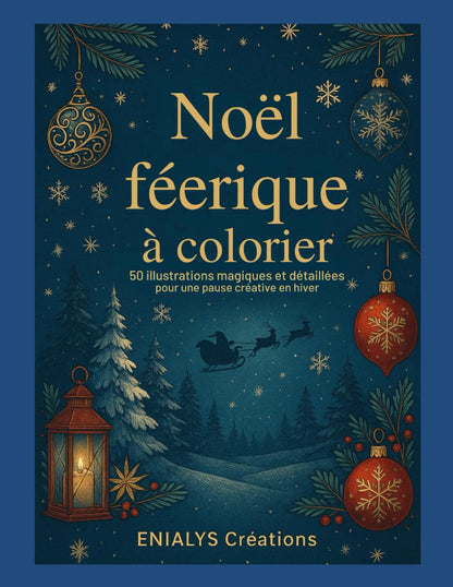 Noël Féérique à Colorier – Coloriage Magique Noël Adultes avec 50 Illustrations Magiques | ENIALYS