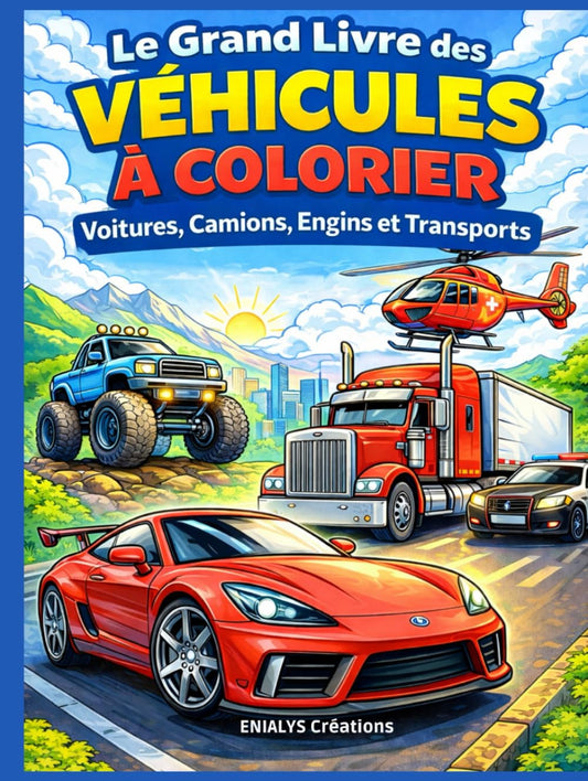 Le Grand Livre des Véhicules à colorier – Livre enfant voitures & camions | ENIALYS Créations