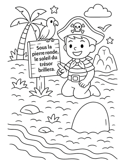 Le Trésor du Capitaine Ouragan – Histoire à lire et à colorier enfants | ENIALYS Créations