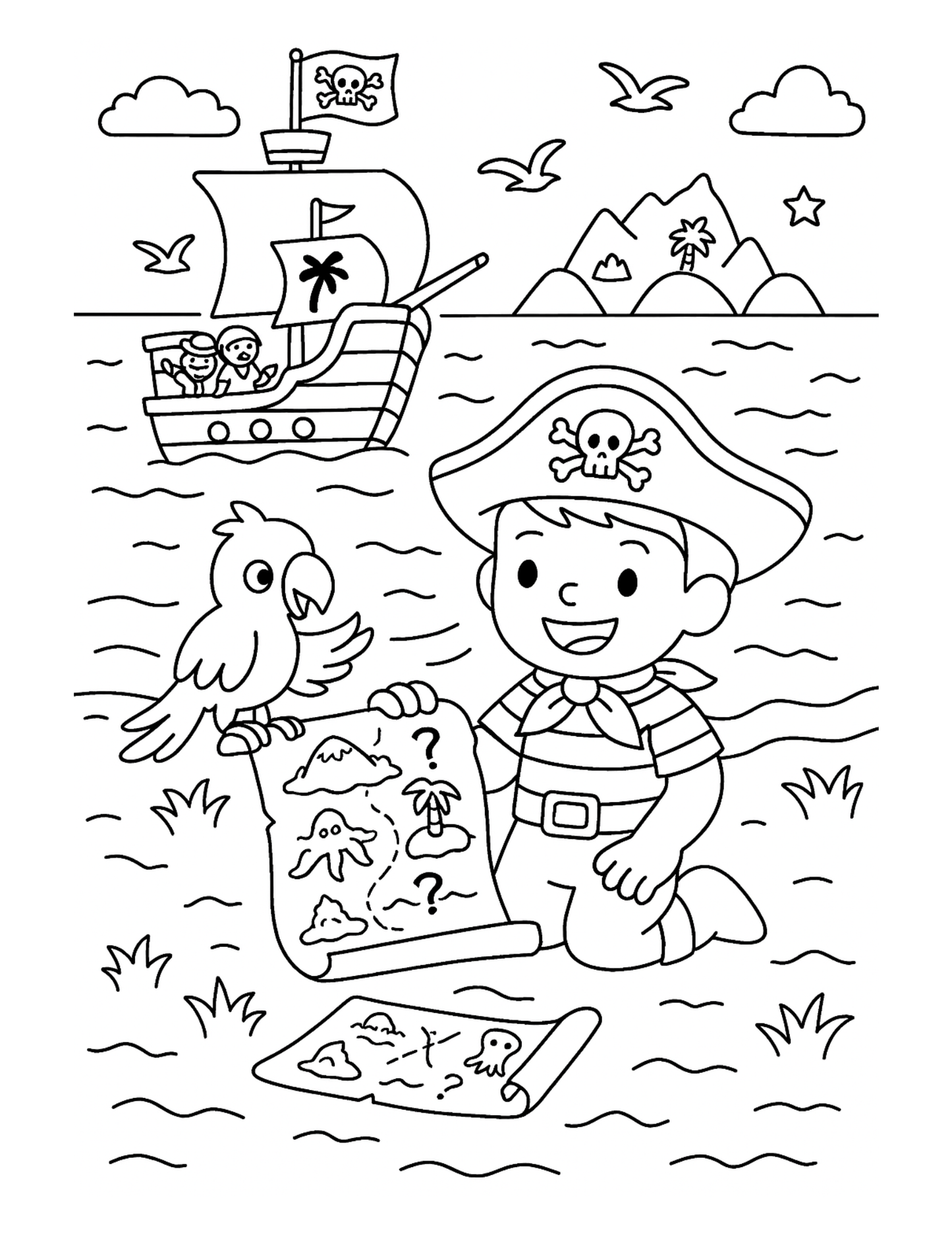 Le Trésor du Capitaine Ouragan – Histoire à lire et à colorier enfants | ENIALYS Créations