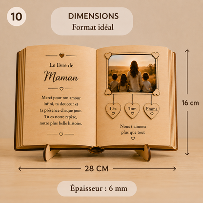 Le Livre de Maman personnalisé en bois – Cadeau fête des mères unique