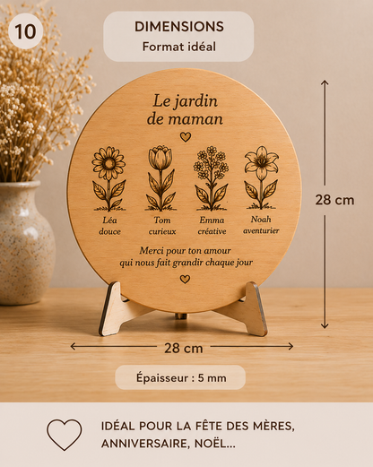 Le Jardin de Maman personnalisé en bois – Cadeau fête des mères unique