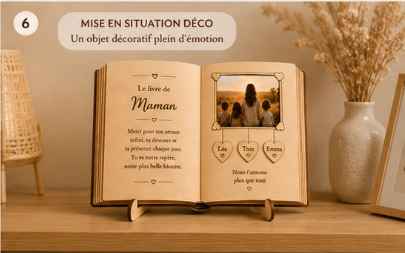 Le Livre de Maman personnalisé en bois – Cadeau fête des mères unique