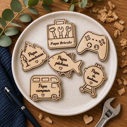 Magnets en bois personnalisés | Aimants gravés personnalisables | Prénom, animaux, passions & cadeaux uniques