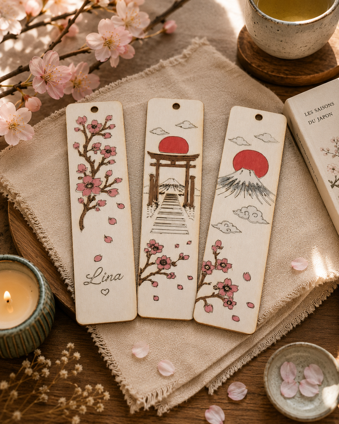 Marque-page japonais en bois – Collection Japon