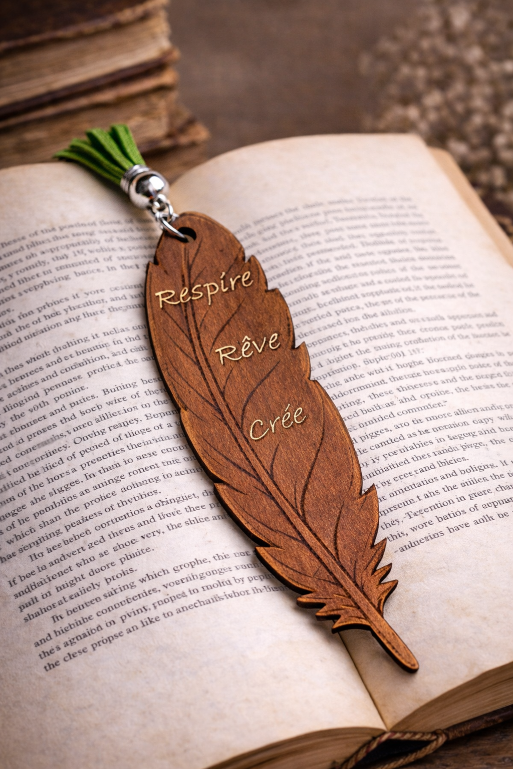 Marque-page plume en bois personnalisable – Gravé à votre goût - L'Atelier Enialys