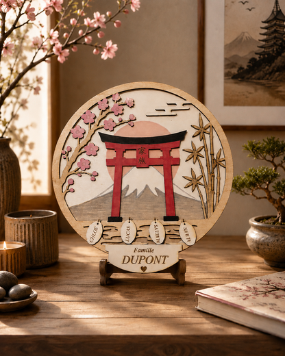 Cercle Famille Japon Personnalisé – Torii, Mont Fuji & Sakura