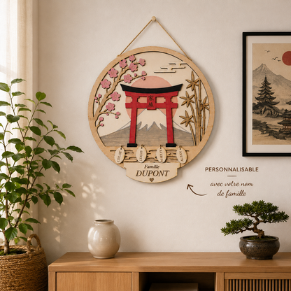 Cercle Famille Japon Personnalisé – Torii, Mont Fuji & Sakura