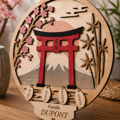 Cercle Famille Japon Personnalisé – Torii, Mont Fuji & Sakura