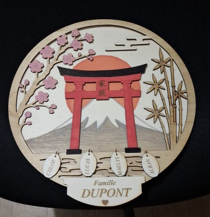 Cercle Famille Japon Personnalisé – Torii, Mont Fuji & Sakura