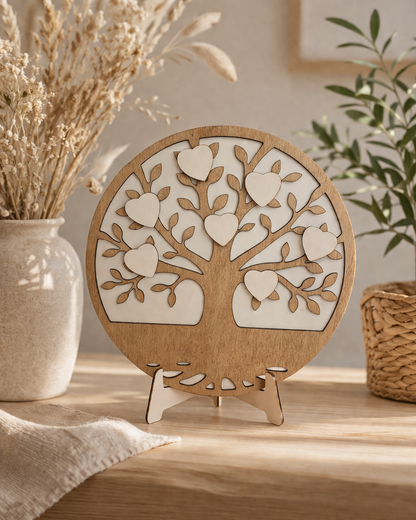 Arbre de Vie Personnalisé en Bois – Prénoms Gravés | Cadeau Famille Unique