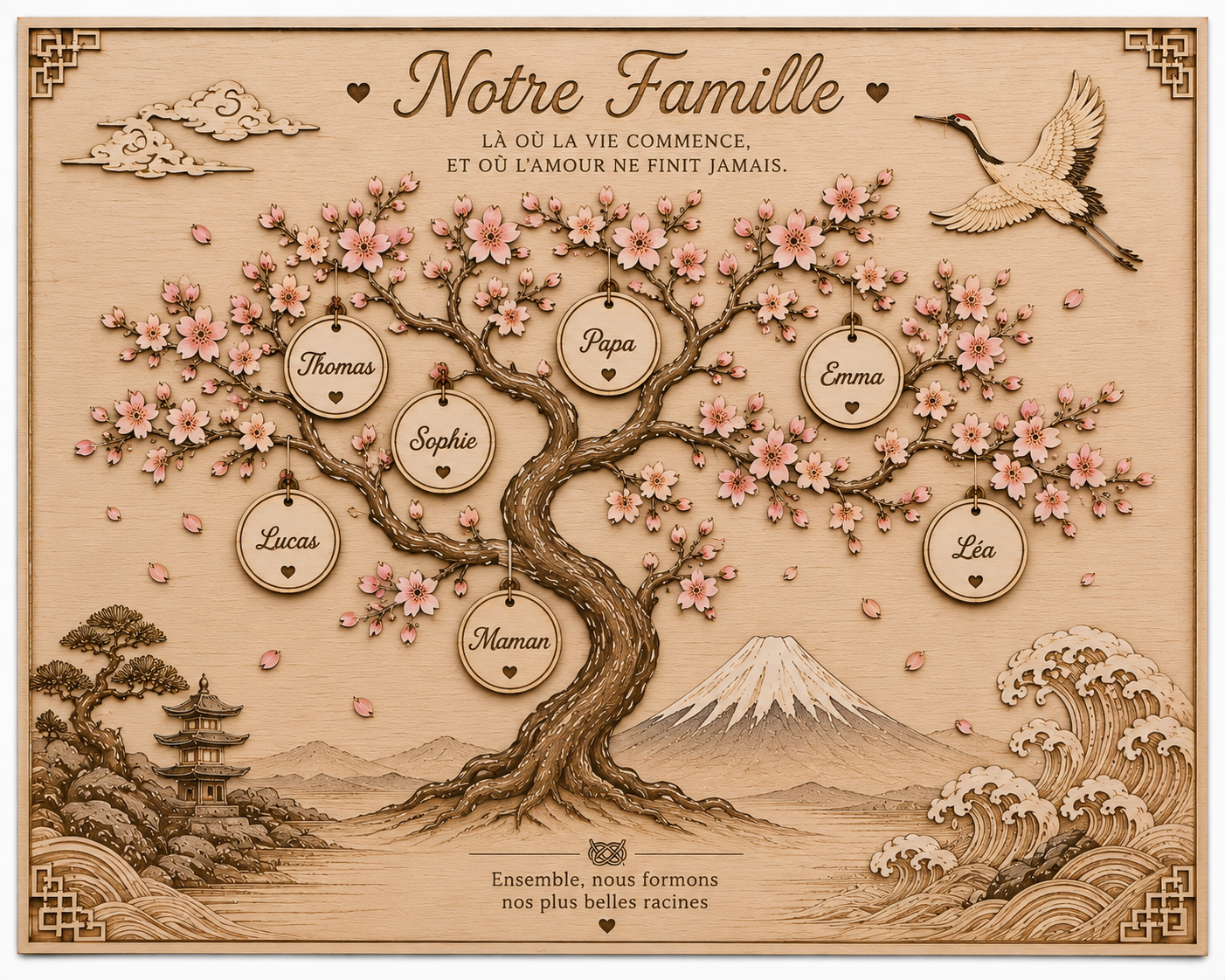 Arbre de vie japonais personnalisé en bois