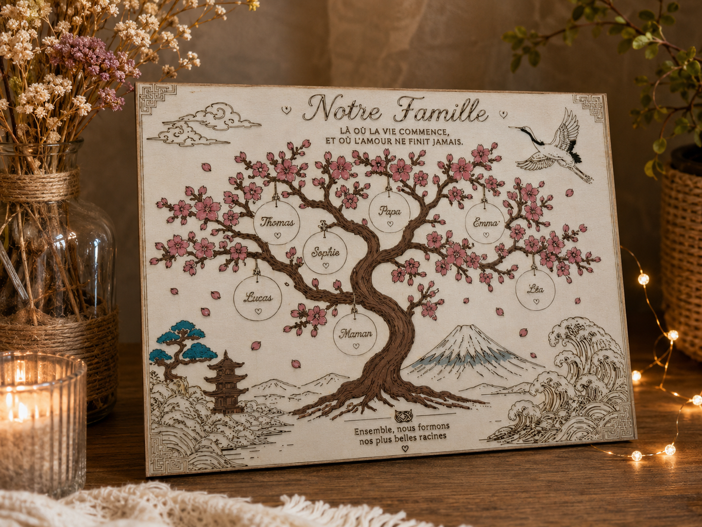 Arbre de vie japonais personnalisé en bois