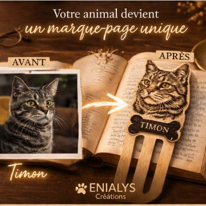 Marque-page animal gravé personnalisé – Gravure sur bois à partir de votre photo