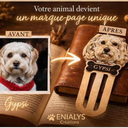 Marque-page animal gravé personnalisé – Gravure sur bois à partir de votre photo